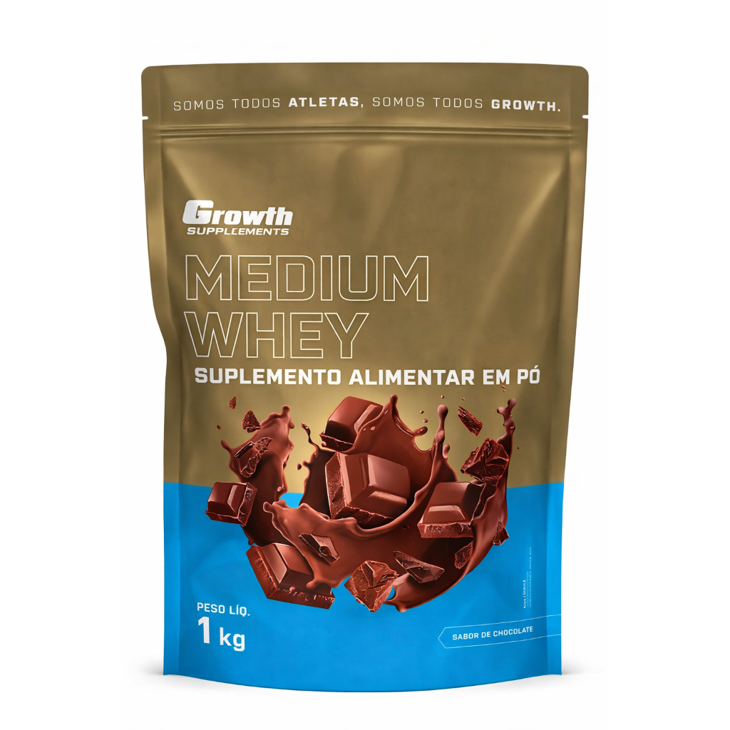 Whey Protein Medium 1kg Suplemento Proteico para Massa Muscular Recuperação Pós Treino