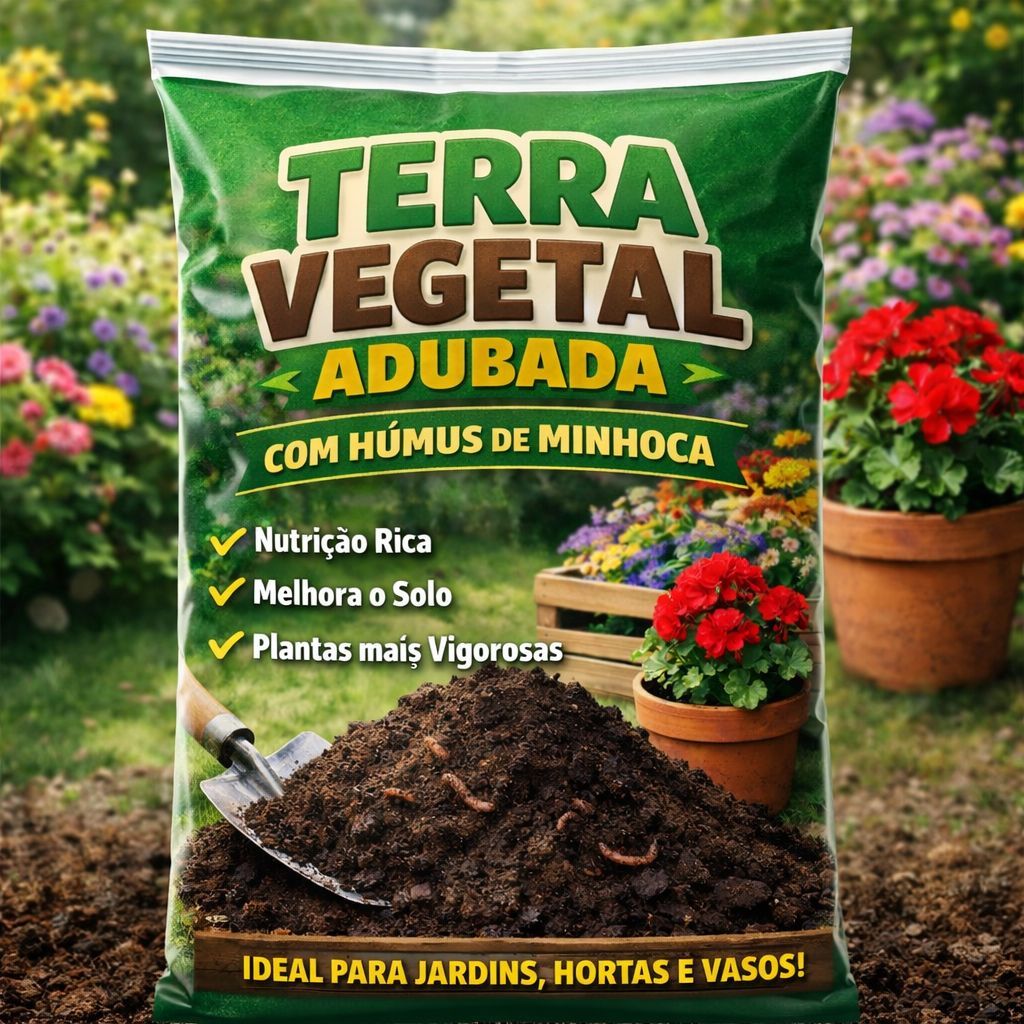 Terra Vegetal Adubada com Húmus de Minhoca 2kg, 5kg ou 10kg - PREÇO DE FÁBRICA planta horta natural em Oferta na Shopee