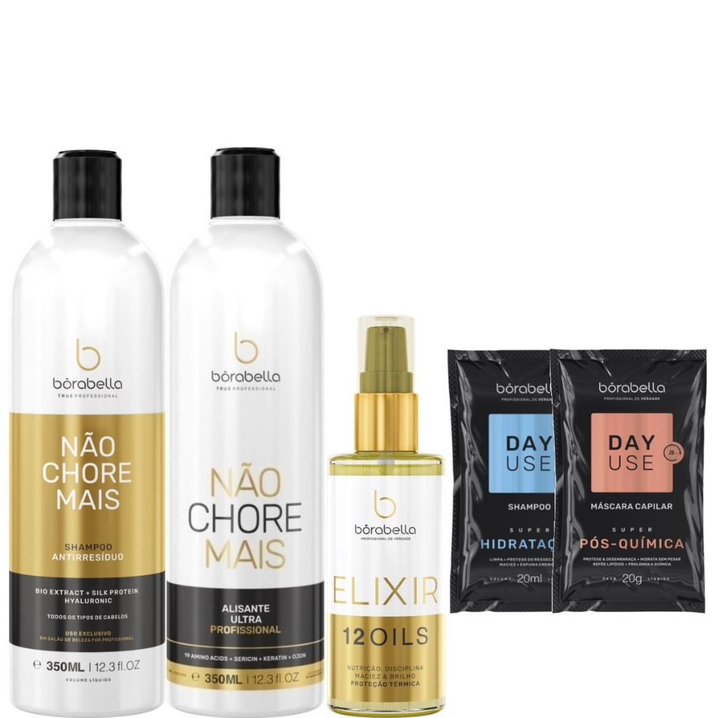 Borabella Kit Não Chore Mais 350ml + Elixir 12 Óleos 60ml em Oferta na Shopee