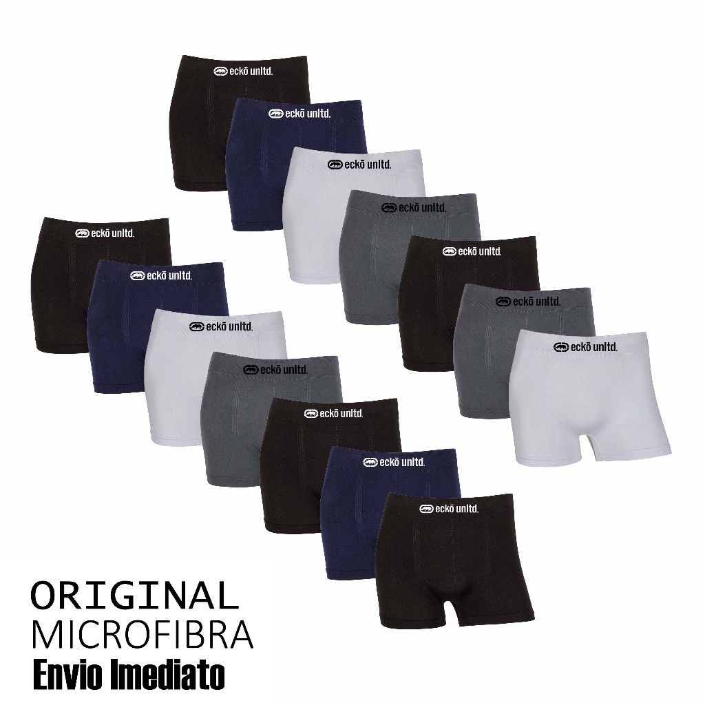 Kit 7 ou 14 cuecas boxer Ecko Original Sem Costura Microfibra