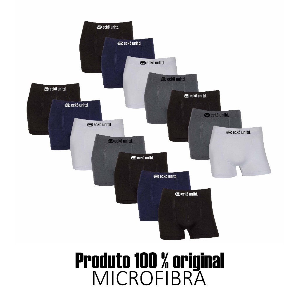Kit 7 ou 14 cuecas boxer Ecko Sem Costura em Microfibra