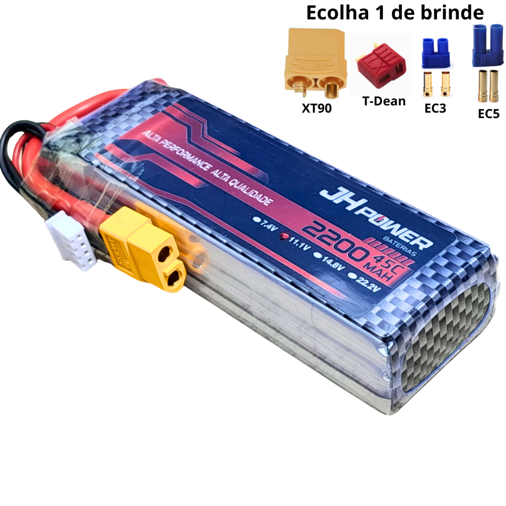 Bateria lipo 3s 11.1v 2200mah 45c plug XT60 RC JH Power Aeromodelo Drone Airsoft AEG FPV Helicóptero