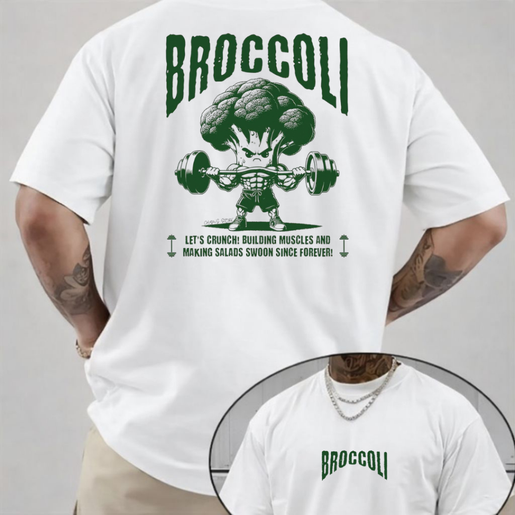 Camisa Camiseta Masculina Brocolis 100% Algodão Oversized confortável treino musculação academia