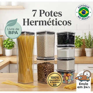 Jogo 7 Potes Herméticos Sextavado De Armário E Geladeira Reforçado Reforçado Promoção  ENVIO IMEDIATO em Oferta na Shopee