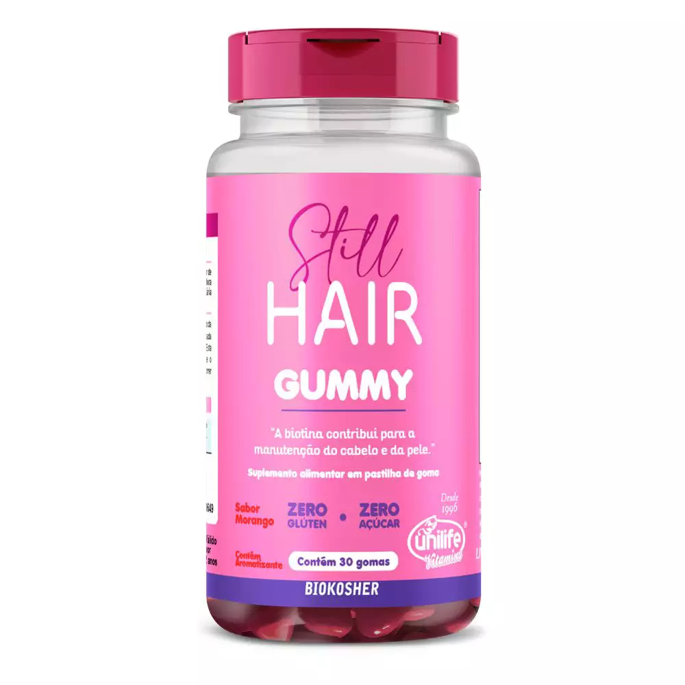 Bioviton Gummy Biotina Still Hair Sabor Morango Unilife 30 Gomas Sem Açúcar