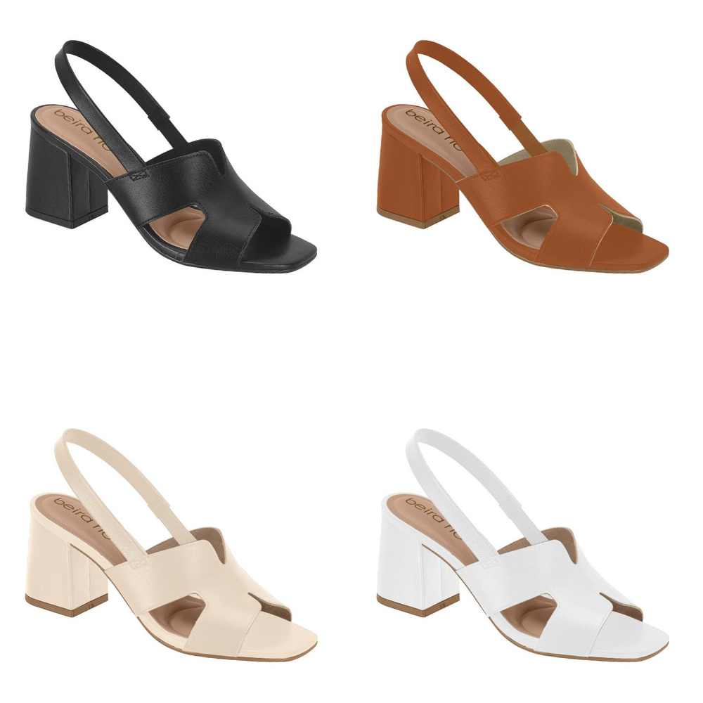 Sandalia Beira Rio Conforto Salto Grosso Feminina Slingback em Oferta na Shopee