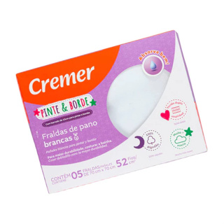 Fralda de Pano Pinte e Borde Branca 5 unidades- Cremer em Oferta na Shopee