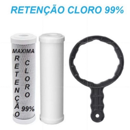 Refil Carvão 99% Cloro + Refil PP + Chave Filtro Purificador Água Mpf Para Hoken1500 Bbi As2 Hidrofiltros/01Par/02 Pares