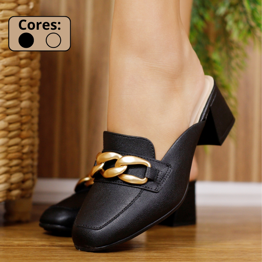 Tamanco Modare Feminino Mule Salto Bloco Corrente 7373.121