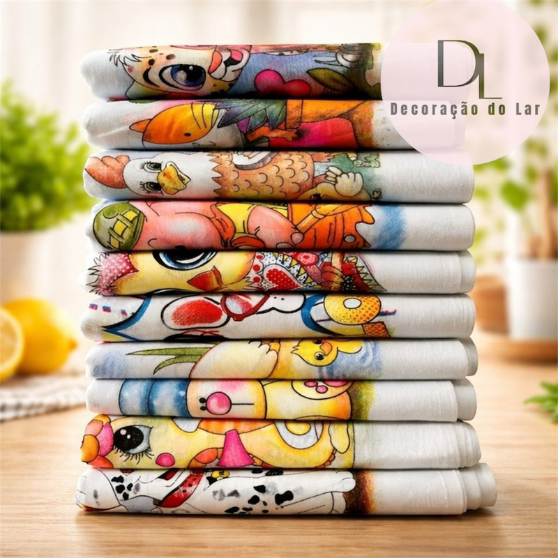 Kit Pano De Prato Cozinha Estampado 100% Algodão com Bainha pano estampado Decoração