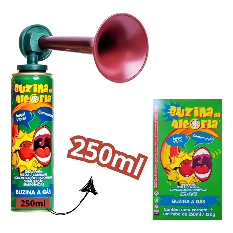 Buzina Corneta Vuvuzela Da Alegria Copa Do Mundo Carnaval Jogos Festas A Gás 250ml