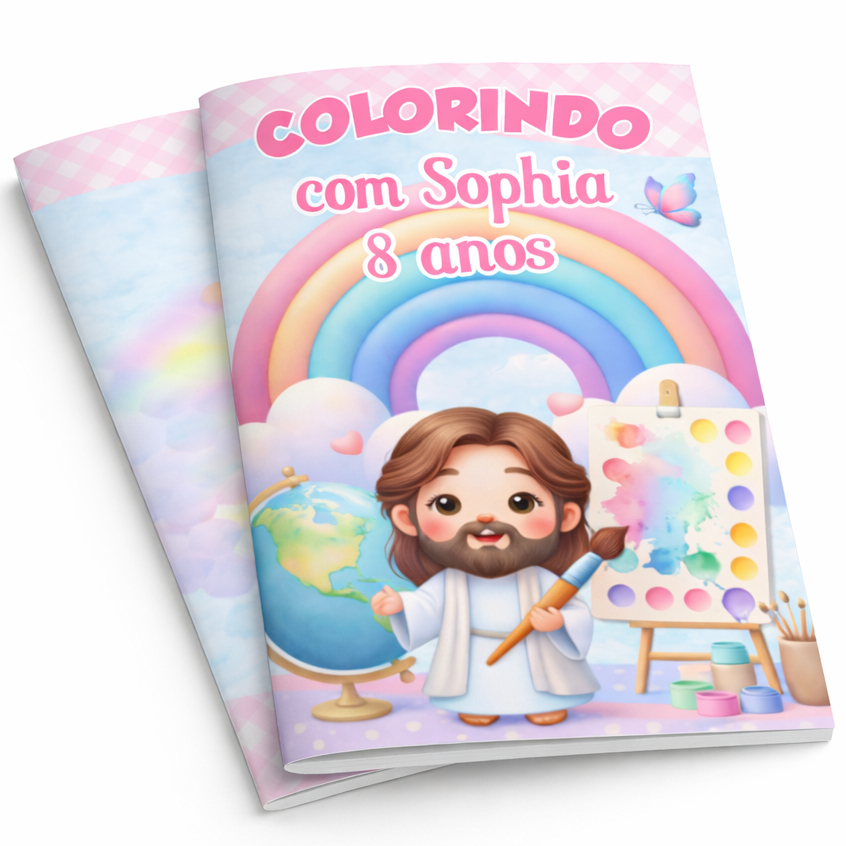 Livrinho de Colorir O MAIOR PINTOR DO MUNDO JESUS Personalizado | Lembrancinha Infantil Pegue Monte