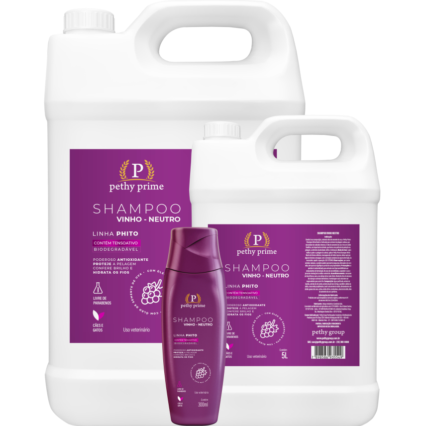 Shampoo Vinho Pethy Prime para Cães e Gatos | Hidratação, Brilho e Pelagem Sedosa