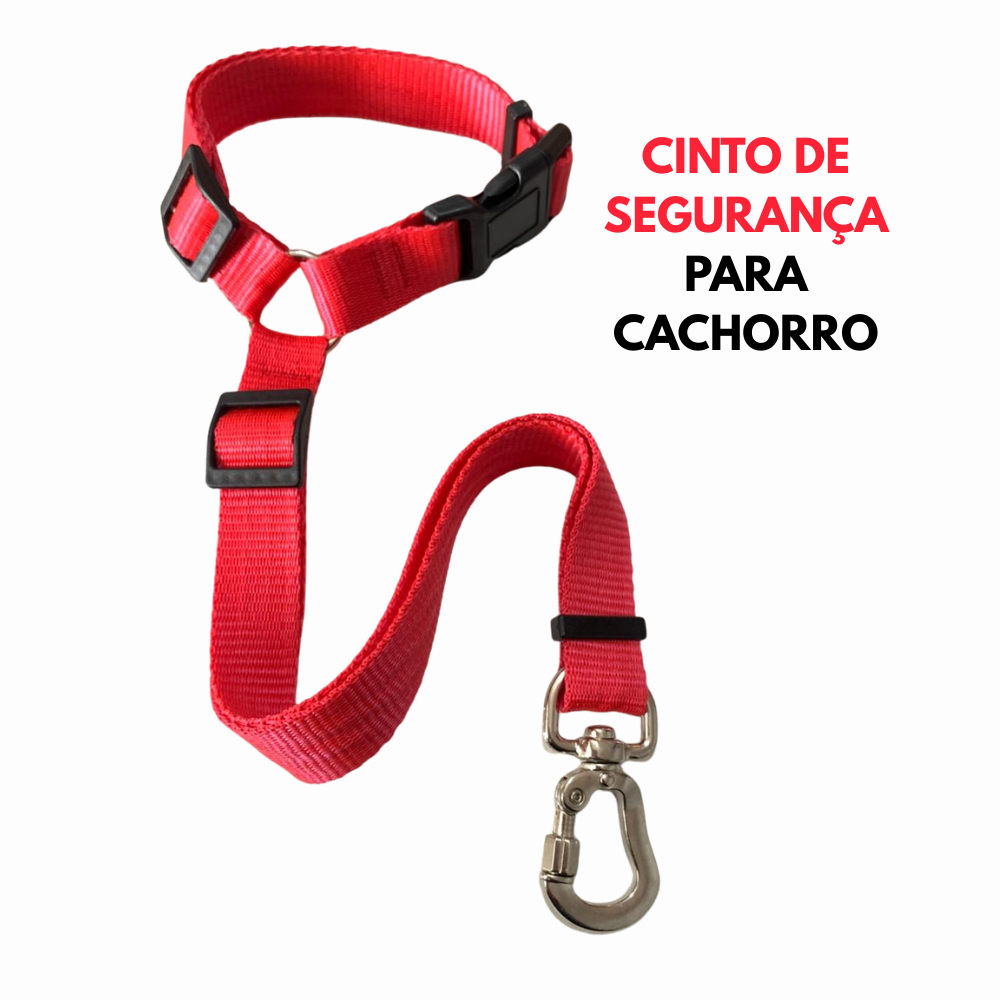 Cinto Segurança Cachorro Carro Ajustável Guia Pet Veicular para Cães Pequenos Médios e Grandes