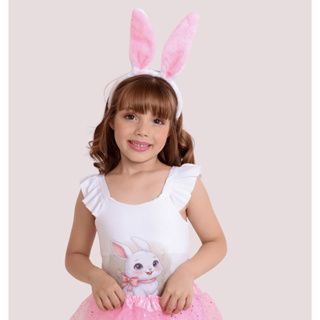 Blusa Body Infantil Temático da Páscoa Coelho - Canelado com Alça de Babado pra Meninas 4 a 10 anos em Oferta na Shopee