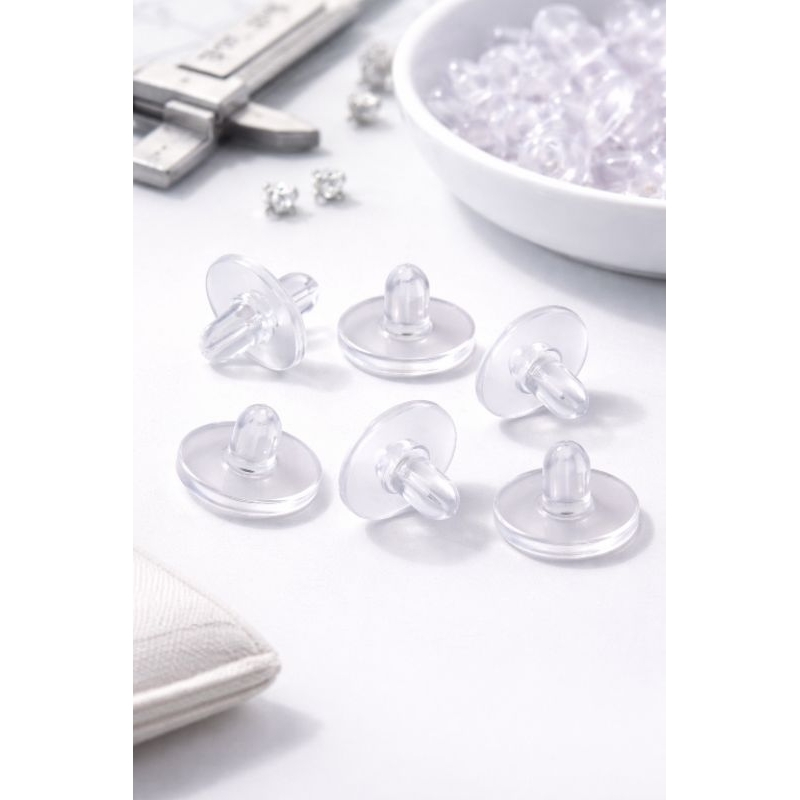 Tarraxa de Brinco Silicone 10mm Base Grande Kit 500 Unidades