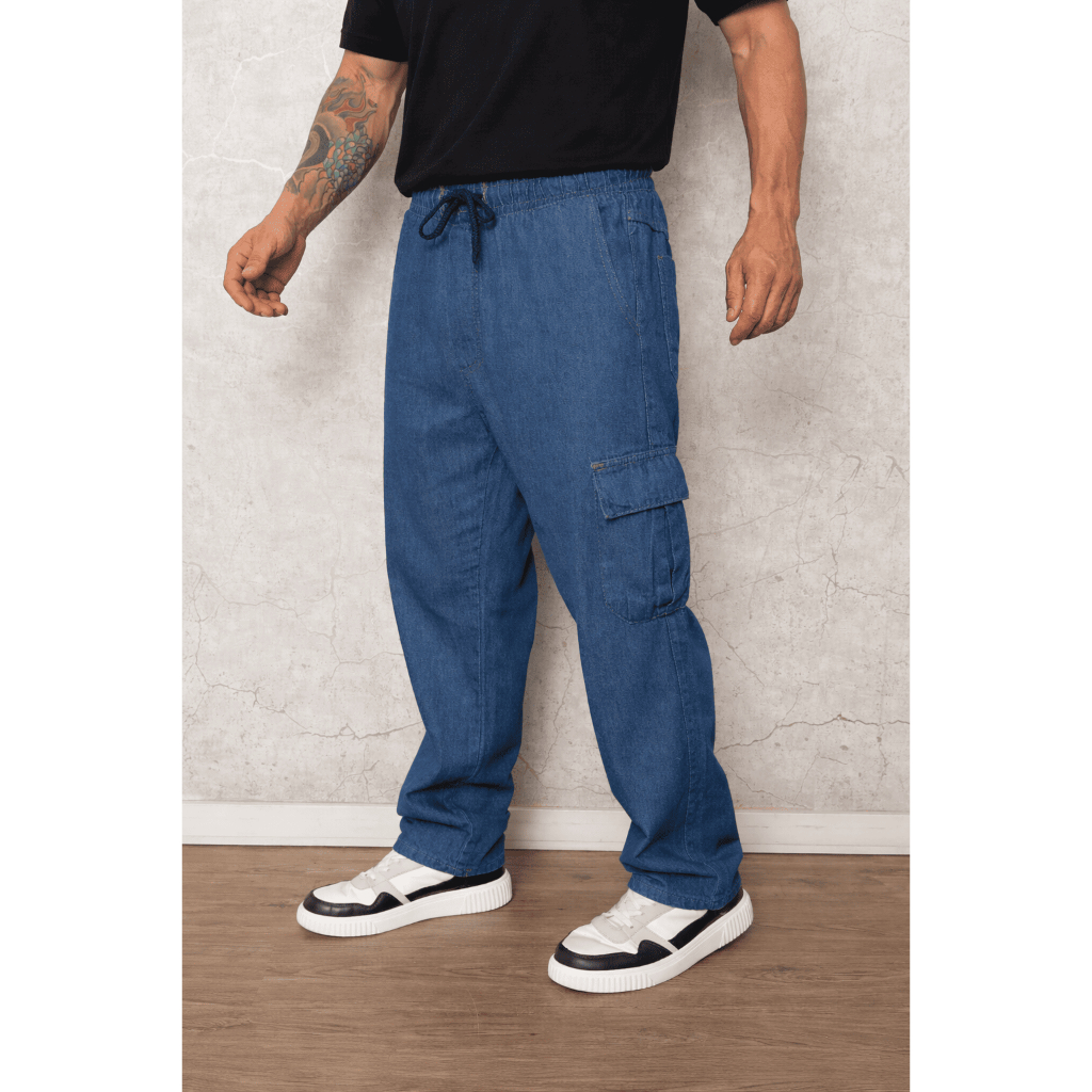 Calça Cargo Masculina Jeans Balão Baggy Dazzling Reta
