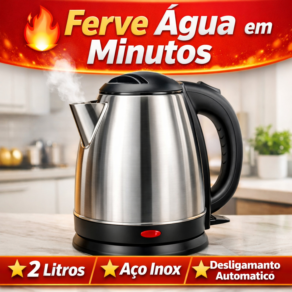 Chaleira Elétrica Jarra Inox 2 Litros Rápida Segura Design Moderno Voltagem 127V
