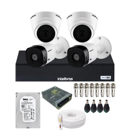 Kit Cftv 4 Câmeras Intelbras Internas e Externas 100% Intelbras