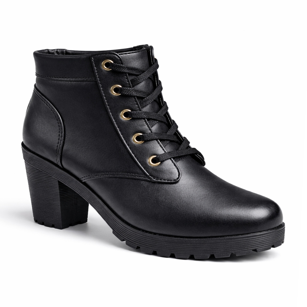 Coturno Feminino Plataforma Tratorado Bota Cano Médio Moda Blogueira Casual Confortável Solado Alto Antiderrapante