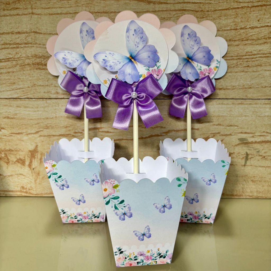 Cachepô Borboleta Jardim Encantado Centro de Mesa  Lembrancinha Festa Infantil Personalizada