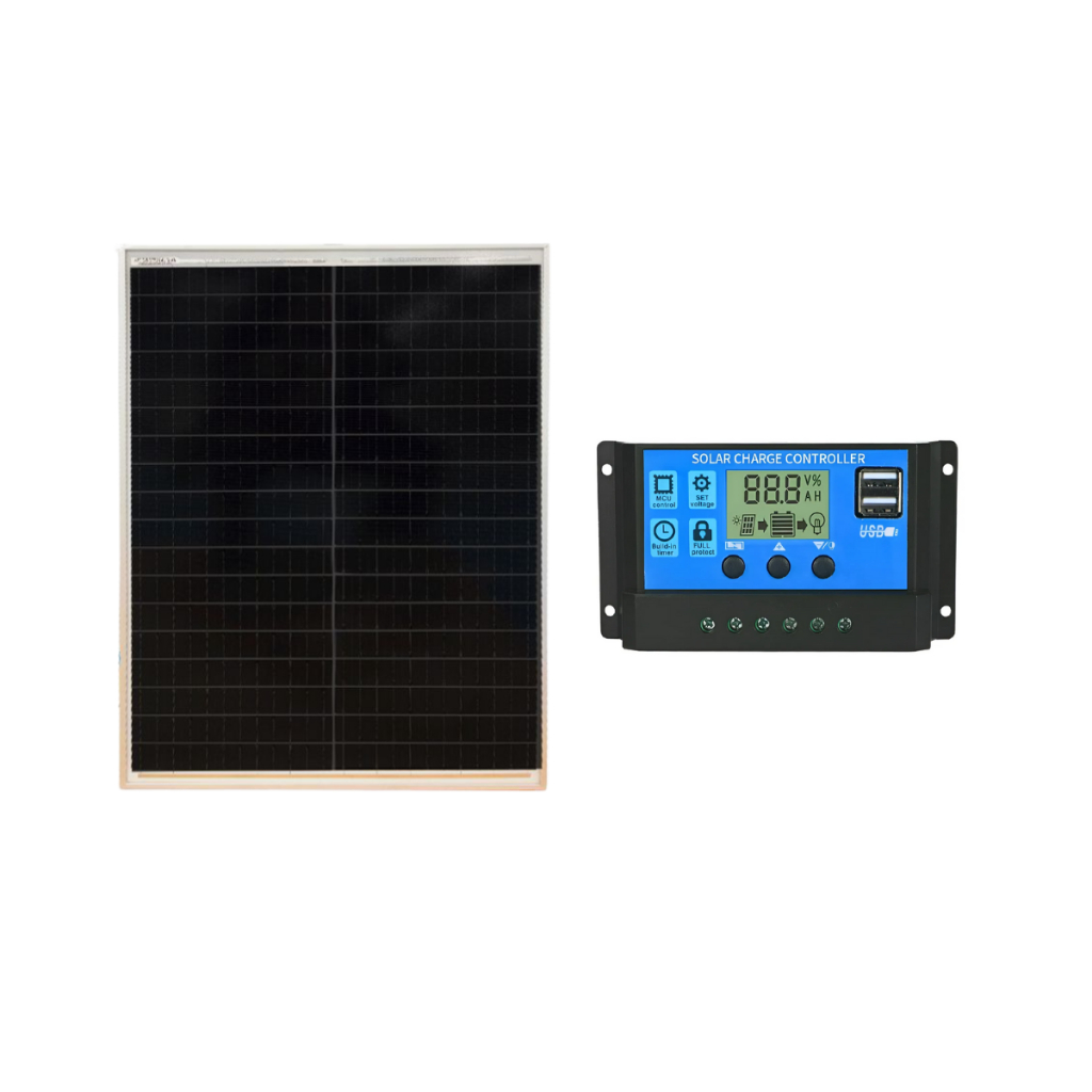 Kit Energia Solar Off Grid com Placa Solar 60w + Controlador de Carga
