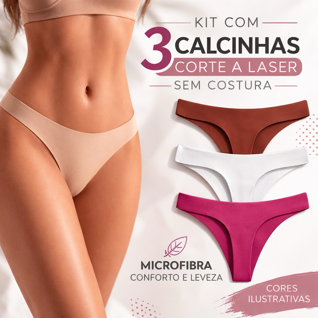 Kit C/3 Calcinhas Fio dental Sem Costura não Marca na Roupa em Oferta na Shopee