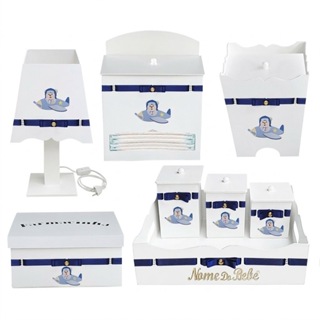 Kit de Higiene para Bebê Menino Tema Ursinho Aviador em Oferta na Shopee