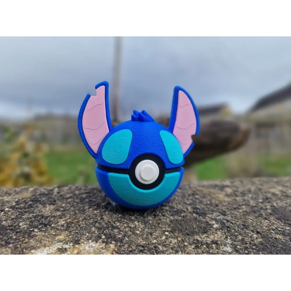 Pokebola Stitch Porta Objetos Geek Decorativo Colecionável Presente Criativo Anime Azul Orelhas Personagem Fofo