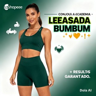 Conjunto Academia Fitness Levanta Bumbum Verde Escuro Verde-escuro