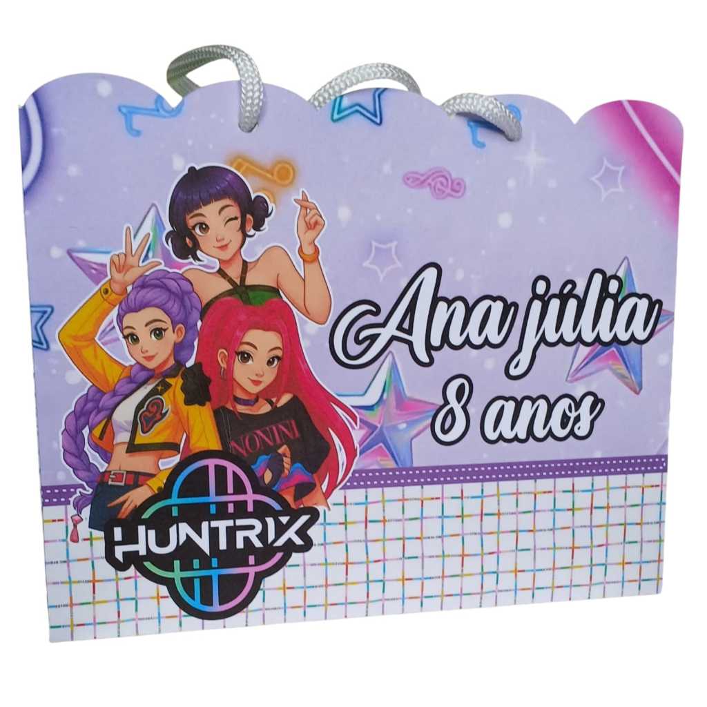 "Sacolinha Personalizada Guerreiras do kpop -Lembrancinha Aniversário Festa Infantil 18,5x14,5x6,5"