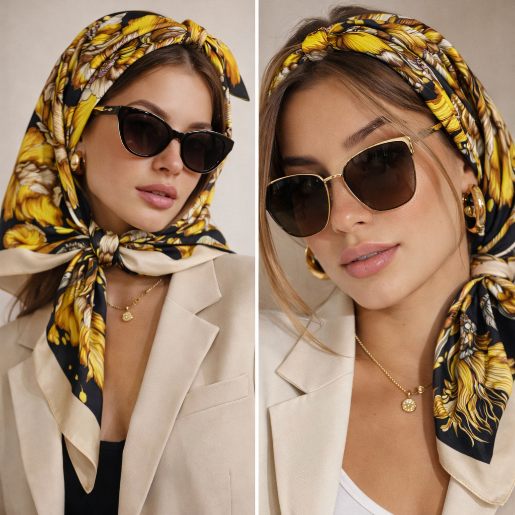 Lenço de Cetim 90x90 Feminino – Versátil para Cabeça, Pescoço, Cabelo ou Bolsa moda prai verao encharpe moda verao praia