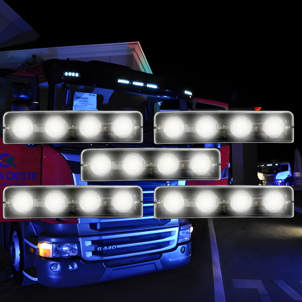 Kit 5 Lanterna Led Tapa Sol Compativel Scania S4 S5 124 Pgr Cristal