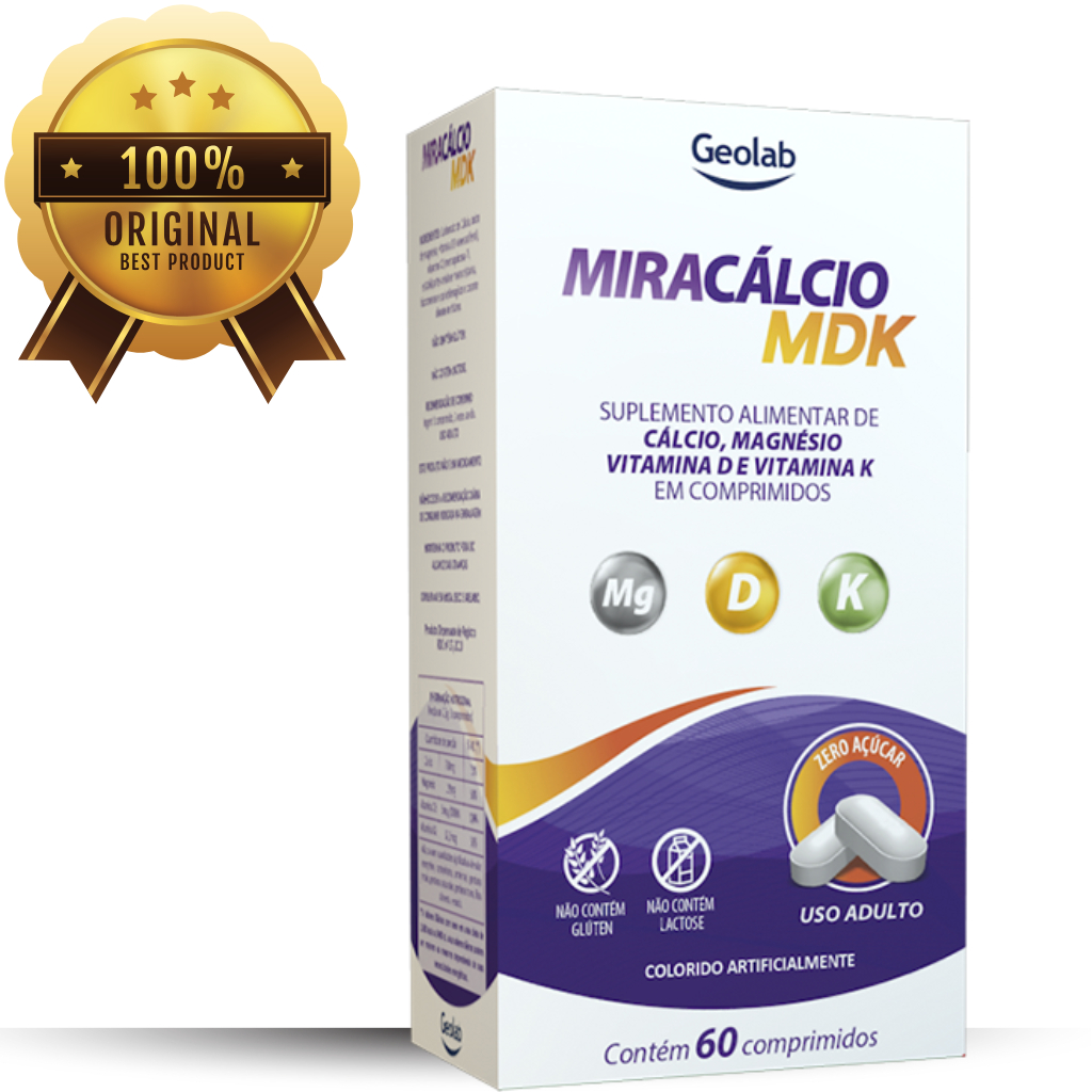 MIRACÁLCIO MDK COM 60 COMP – CÁLCIO + MAGNÉSIO + VIT D + VIT K