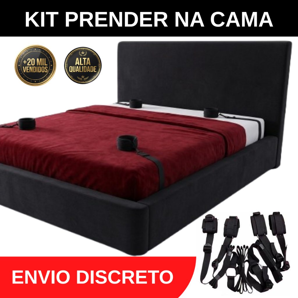 Kit Prender na Cama Bondage para Cama BDSM com Algemas Amarração para Cama Jogos de Casal Fetiche Restrição Dominador