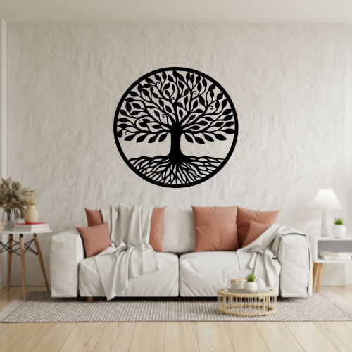 Quadro Mandala Árvore Da Vida Em Mdf Preto 30cm Grande em Oferta na Shopee