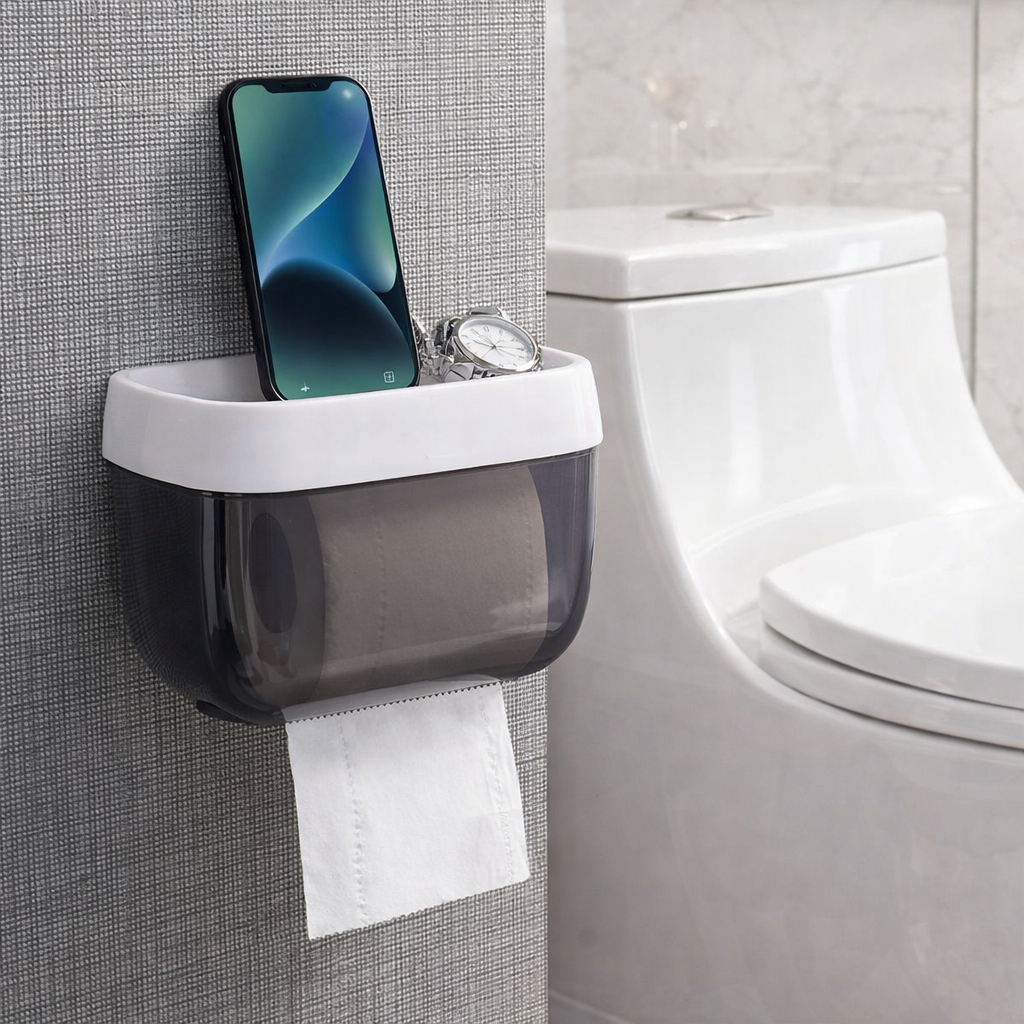 Suporte Papel Higiênico Premium Apoio Para Celular De Banheiro Fixo  Parede Sem Furo À Prova D`Agua