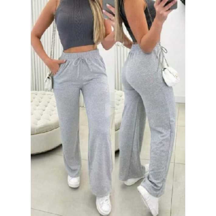 Calça Pantalona Feminina Cintura Alta com Bolso – Tecido Lanzinha Confortável Inverno