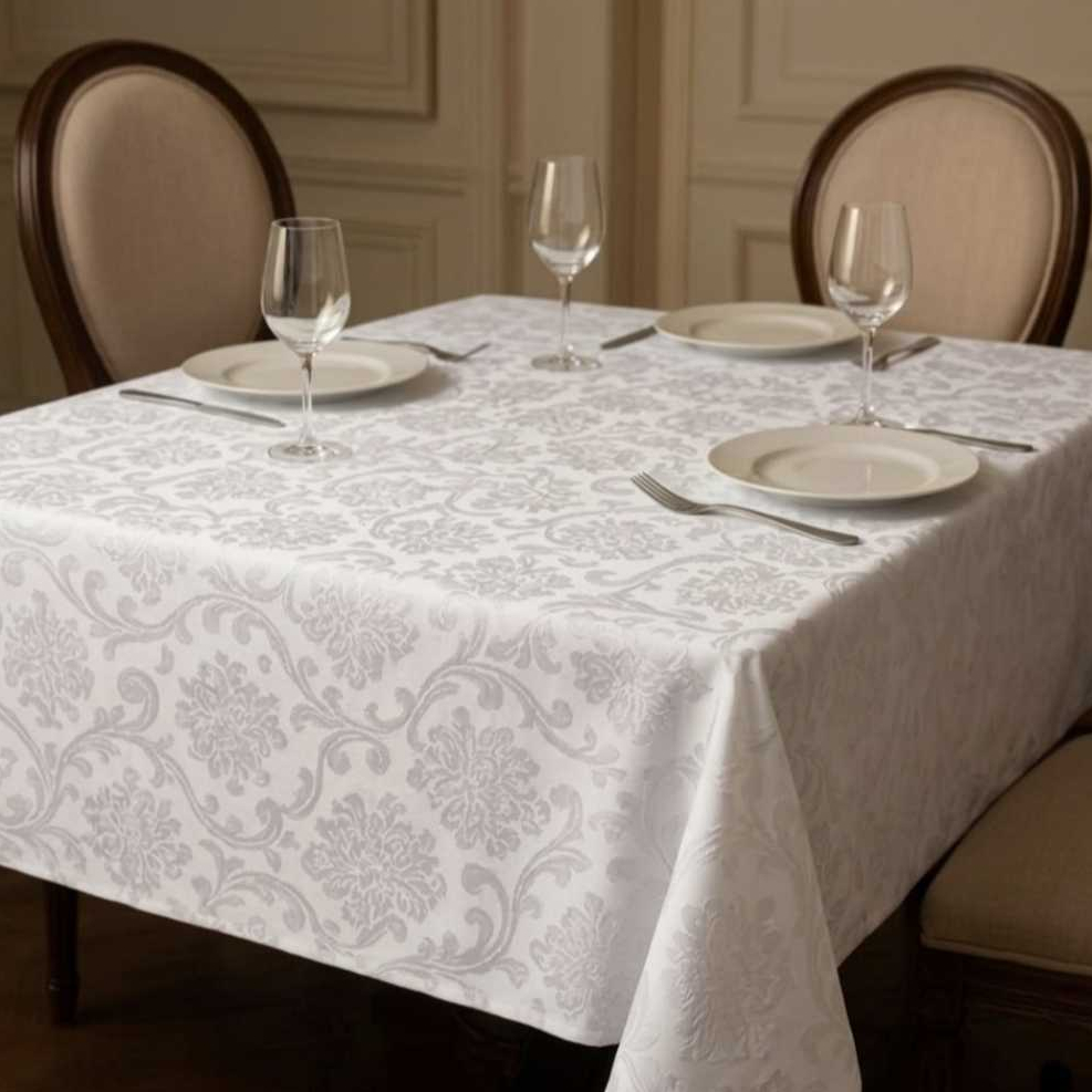 Toalha de Mesa Jacquard Premium Retangular Luxo Elegante Decorativa Mesa Posta 4,6,8 Lugares