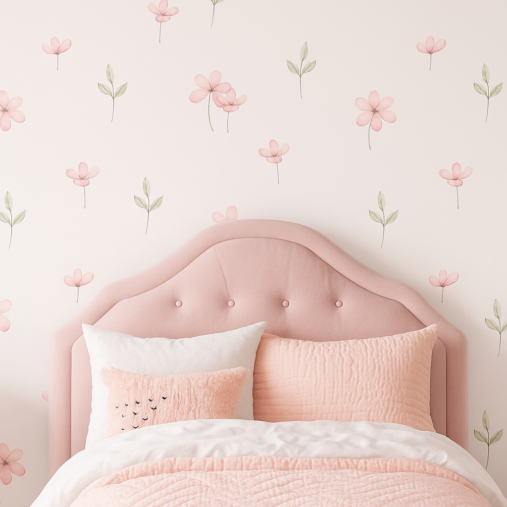 Adesivos de Parede Flores Flor e Ramos Quarto de Bebê Infantil Aquarela