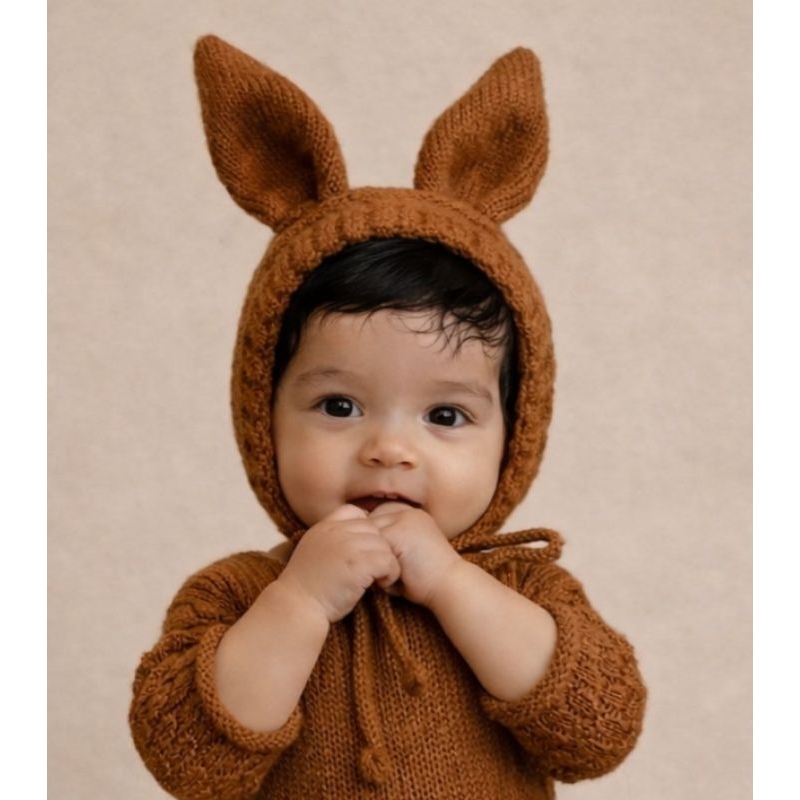 ✨ Touca Coelhinho Newborn em Tricô | Prop para Fotografia de Bebê ✨ em Oferta na Shopee