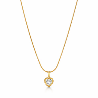 Corrente Feminina Coração Zircônia Folheada Ouro e Prata + Garantia em Oferta na Shopee