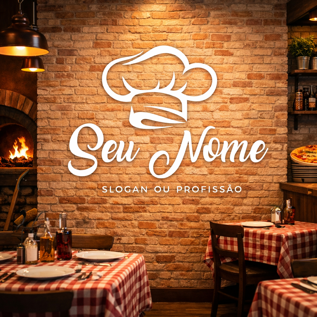 Adesivo de Parede Pizzaria Personalizado com Nome | Logo Decorativo Restaurante | Vinil Decorativo Parede | Adesivo Come