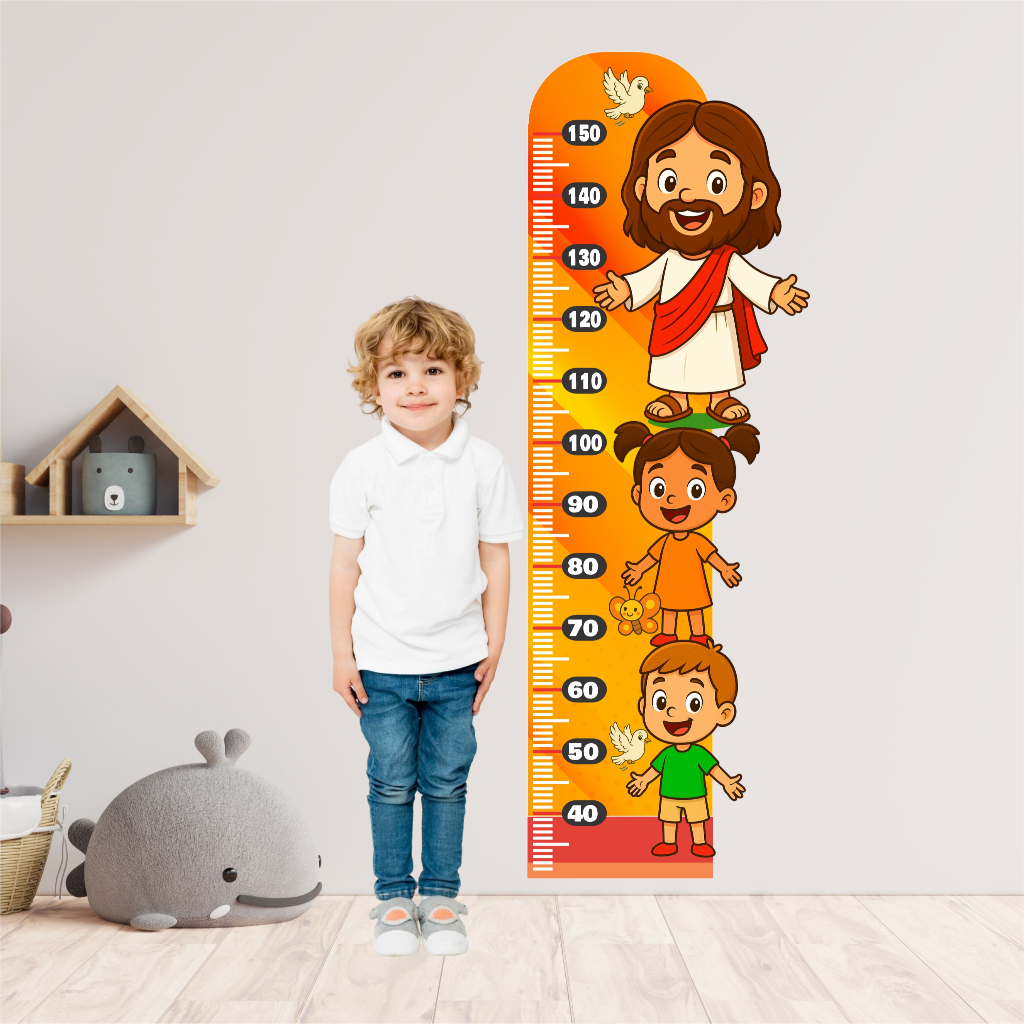 Adesivo Régua de Crescimento Jesus Infantil Decorativo Quarto Menino Menina em Oferta na Shopee
