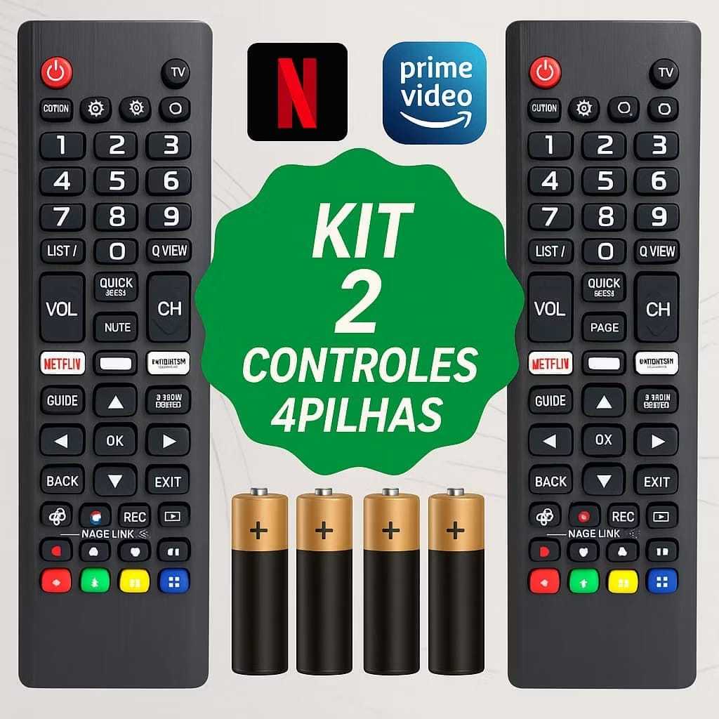 KIT 02 Controle Remoto Compatível para TV LG Smart 4K LED LCD 24 32 40 43 50 55 65 Polegadas