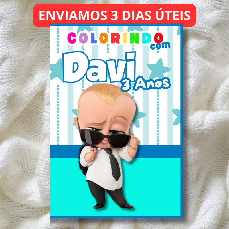 Livro de colorir personalizado poderoso chefinho, 14cm x 21cm, lembrancinha de aniversário e festa