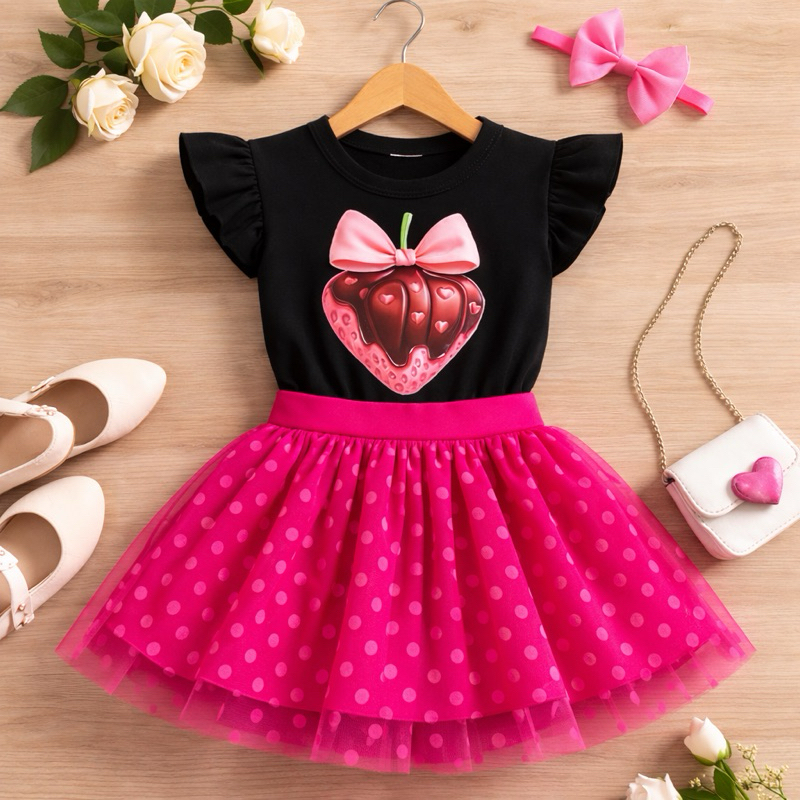 Conjunto blogueira infantil delicado short saia tule e blusa babados