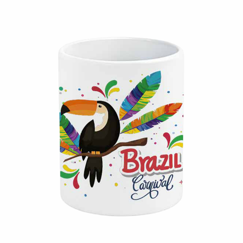 Caneca de Ceramica Tucano Colorido Carnaval Estampa Vibrante Alta Qualidade Ideal para Uso Diário