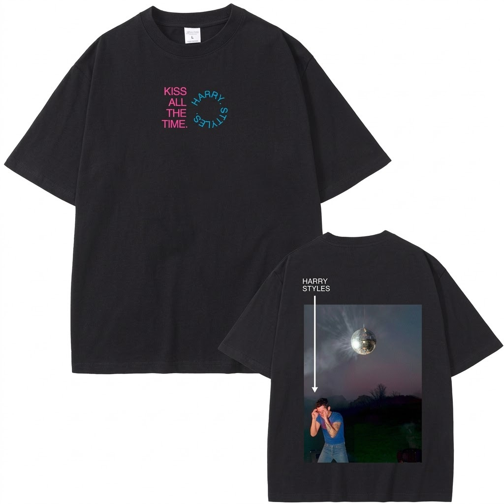 Camiseta T-shirt Unissex Algodão Harry Styles Kiss All The Time Vintage 90s