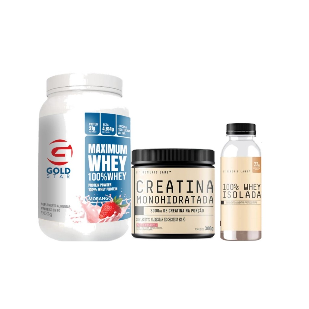 100% whey protein nutri 900g + Creatina pura 300g c/sabor + Whey Isolado 30g dose (EMPEDRADO)